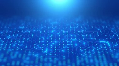 Hareket devre kartı ya da neon etkisi olan bilgisayar anakart. Yapay Zeka.