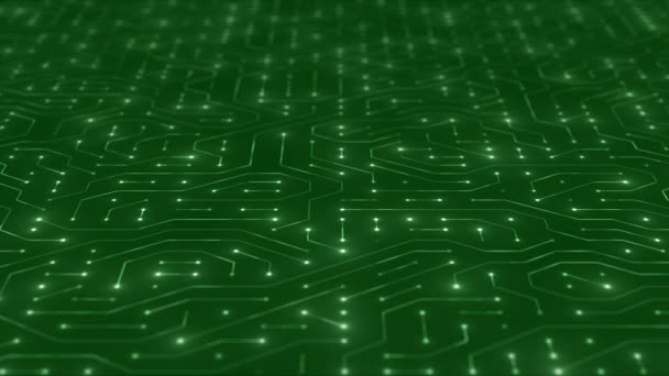 Bewegingsprintplaat Het Computermoederbord Met Een Neon Effect Kunstmatige Intelligentie — Stockvideo