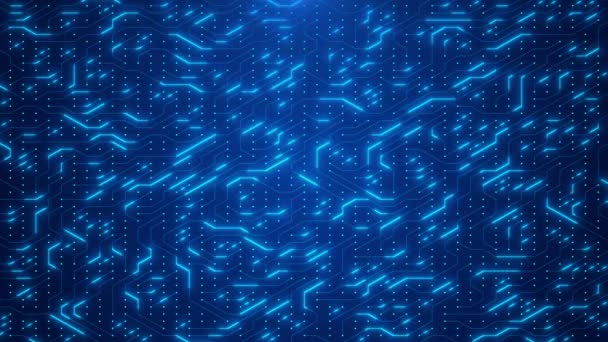 Bewegingsprintplaat Het Computermoederbord Met Een Neon Effect Kunstmatige Intelligentie — Stockvideo