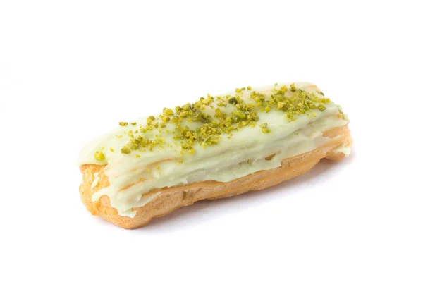 Green Pistachios Eclair Glaze Isolated White Background Food Concept Top Imagens De Bancos De Imagens