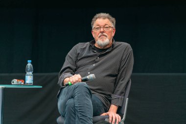 STUTTGART, GERMANY - 29 Haziran 2019: Jonathan Frakes (* 1952, aktör, yönetmen) Comic Con Germany Stuttgart, iki günlük hayran toplantısı