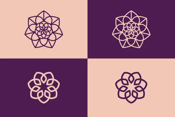Set Складний Дизайн Концепції Логотипу Квіткового Мандали Шаблон Векторного Логотипу — стоковий вектор