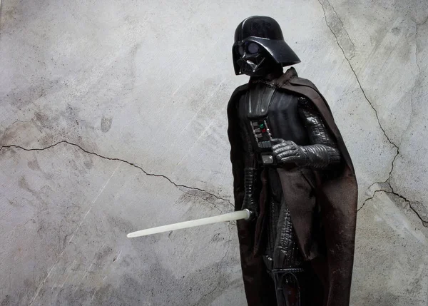 Bologna Italy December 2022 Darth Vader Costume Replica Light Saber — Stock Photo, Image