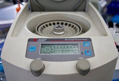 Bologna - Italy - June 18, 2022: Beckman Coulter Microfuge 18 Centrifuge for Laboratory.