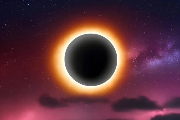 Total eclipse of the sun. The corona around our star.