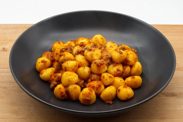Italienska Gnocchi Patate Potato Gnocchi Med Bolognese Sås — Stockfoto