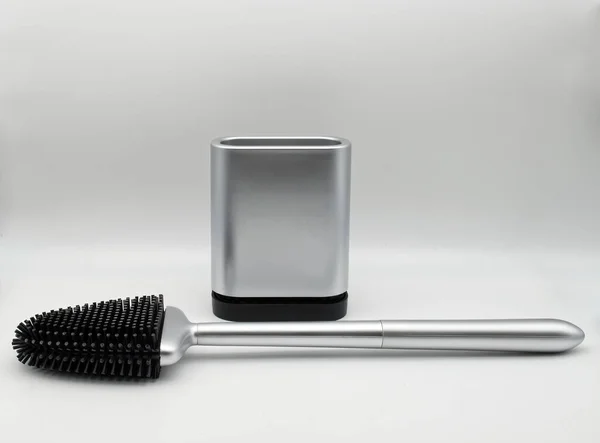 Silikon Toilettenbürste Set Isoliert Auf Weißem Hintergrund Produktkonzept Zur Haushaltsreinigung — Stockfoto