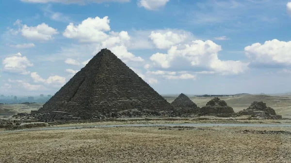 Piramide Mycerinus Menkaure Nell Altopiano Giza Vicino Cairo Egitto — Foto Stock