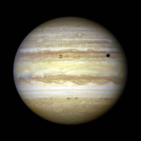 Юпитер Луной Бросает Тень Планету Улучшенные Цвета Чистка Высокое Разрешение — стоковое фото