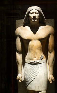 Kahire, Mısır - 18 Mart 2023 Ranefer Heykeli. Ptah ve Sokar 'ın Mısırlı başrahibi. Kahire 'deki Mısır Müzesi.