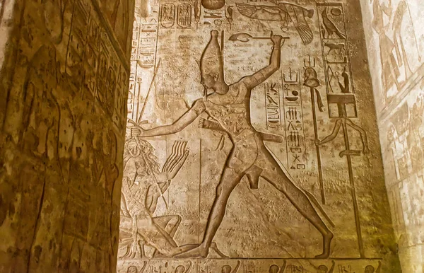 Aswan Mısır Mart 2023 Ebu Simbel Tapınağı Içindeki Hiyeroglifler Mısır — Stok fotoğraf