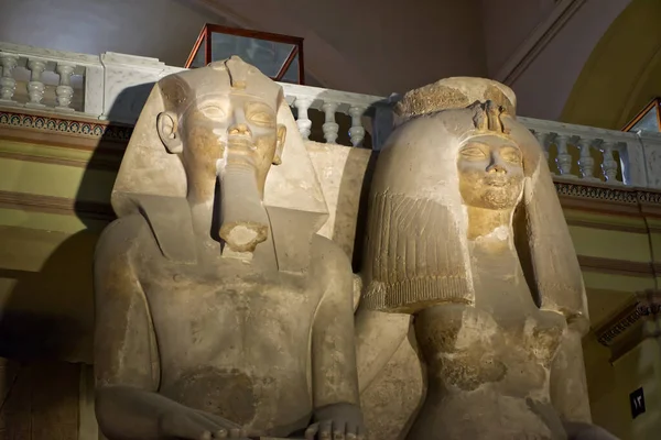 Cairo Egypt March 2023 Colossal Statue Amenhotep Iii His Wife — Stock Photo, Image