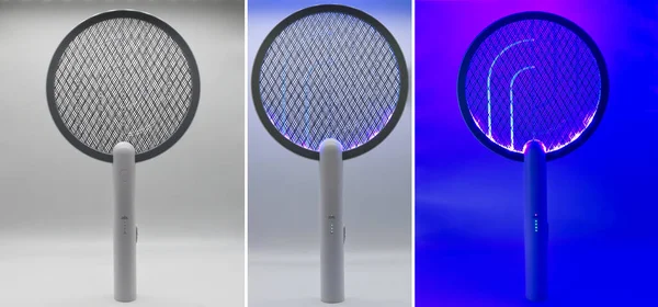 Ηλεκτρική Μύγα Και Mosquito Swatter Σύγκριση Μεταξύ Και — Φωτογραφία Αρχείου
