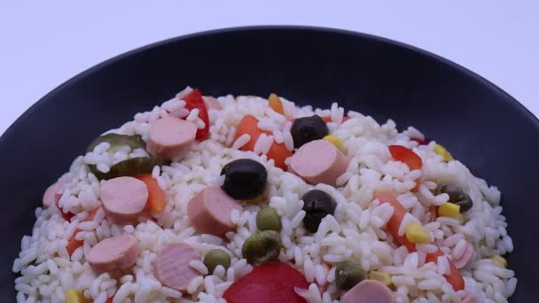 Salade Riz Froid Concept Nourriture Été Saine — Video