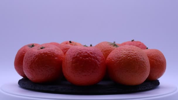 Πορτοκάλια Φρέσκα Μανταρίνια Που Περιστρέφονται Περιστρεφόμενο Πικάπ — Αρχείο Βίντεο