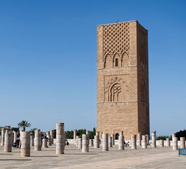 Rabat - Fas, Afrika - 18 Şubat 2024: Hasan Kulesi Rabat 'ta. Fas, Afrika.