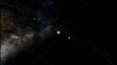 Güneş sistemi ve uzayda dönen gezegenler. Evren bilimi astronomisi.