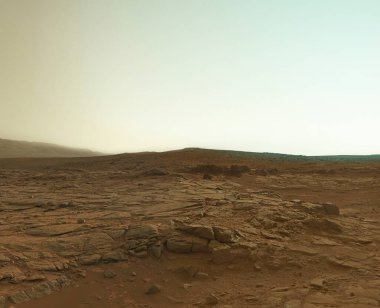 Mars 'ın yüzeyinin manzarası. Kızıl Gezegen Panoraması.