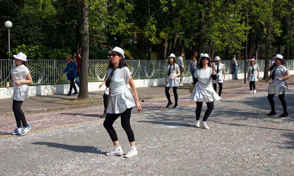 stock image Abano Terme, Padova - Italy - April 7, 2024: Abano Street Carnival, live event featuring carnival parades, music, dance, and entertainment for all ages.