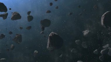 Derin uzay asteroid alanında.
