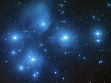 Ülker. Taurus takımyıldızında M45 açık yıldız kümesi