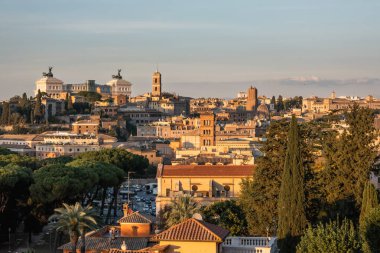 Enjoying a wonderful view on Rome at sunset in Italy