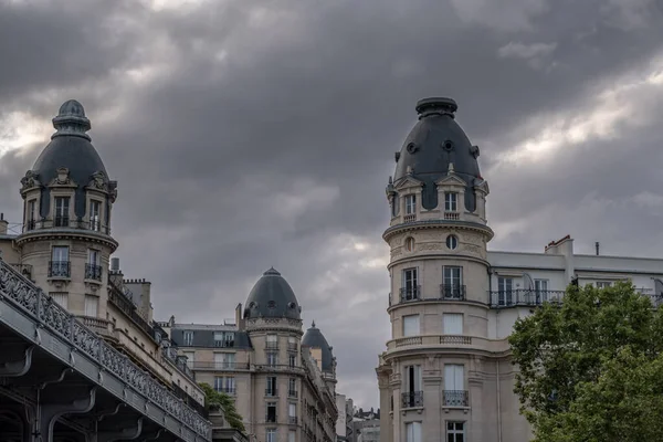 Bela Arquitetura Rua Paris Com Fachadas Clássicas Telhados — Fotografia de Stock