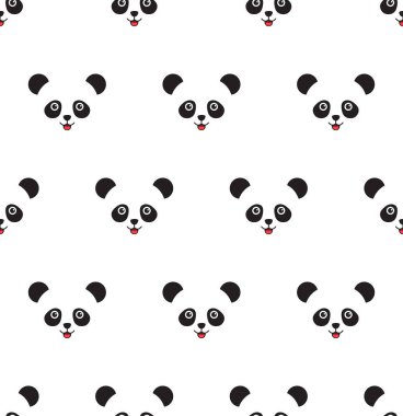 Beyaz arka planda panda. kawaii hayvan çocuklar ambalaj kağıdı, kumaş ve tekstil için kusursuz desen tasarımı.