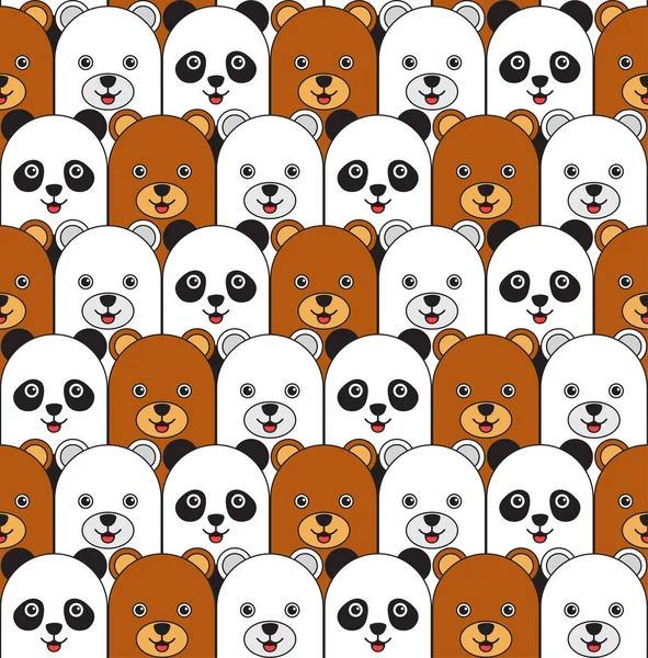 Ayıların ve pandaların çizgi film desenleri dizilmiş. Güneş ayıları, kutup ayıları ve panda var.