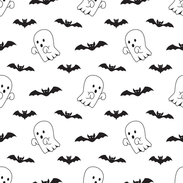 Abstracte Naadloze Halloween Patroon Voor Meisjes Jongens Ghost Vleermuis Creatief — Stockvector