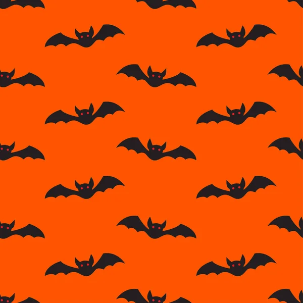 Parti dekorasyonu için gece gökyüzünde şirin yarasalar olan Cadılar Bayramı deseni. Sevimli Ekim gecesi turuncu arka plan.