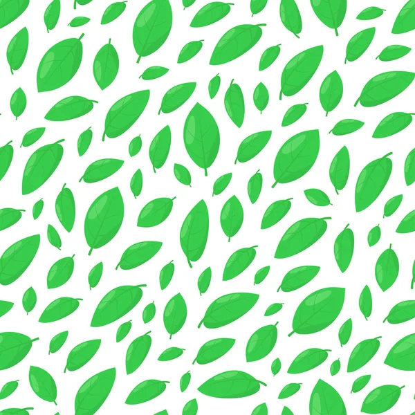 Bezešvé Vzor Zelených Listů Bílém Pozadí Podzim Opustí Pozadí Vhodné — Stockový vektor