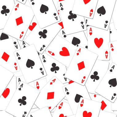 Poker as şablonu, kart takımları, kulüpler, kalpler, maça ve elmaslarla dolu vektörsüz kumarhane geçmişi