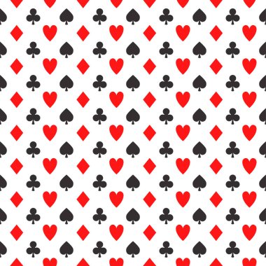 Basit poker şablonu, kart takımları, kulüpler, kalpler, maça ve elmaslarla dolu vektörsüz kumarhane geçmişi