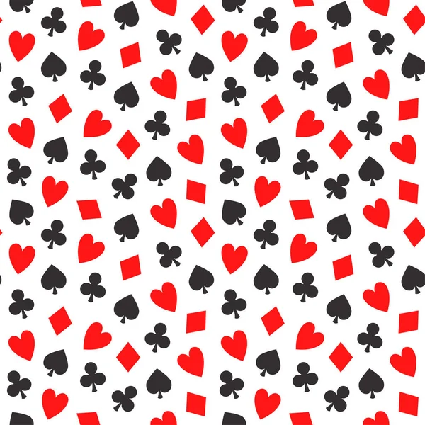 Poker Seamless Pattern Vector Seamless Casino Background Card Suits Clubs — Stock Vector