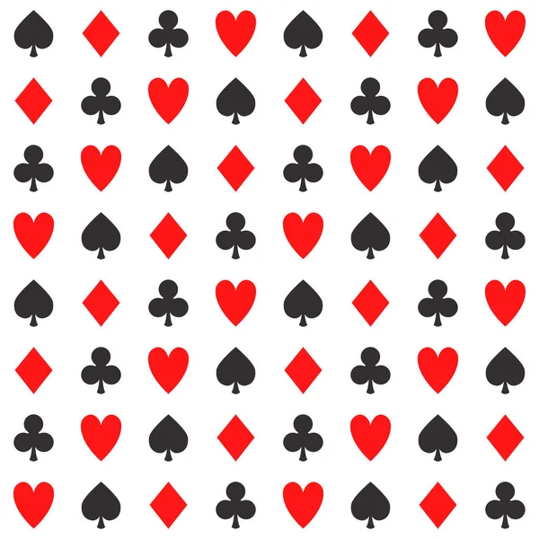 Einfaches Poker Repeat Muster Vektornahtloser Casino Hintergrund Mit Kartenfarben Kreuz — Stockvektor