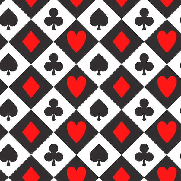 Padrão Jogo Cartas Poker Sem Costura Fundo Casino Vetor Sem — Vetor de Stock