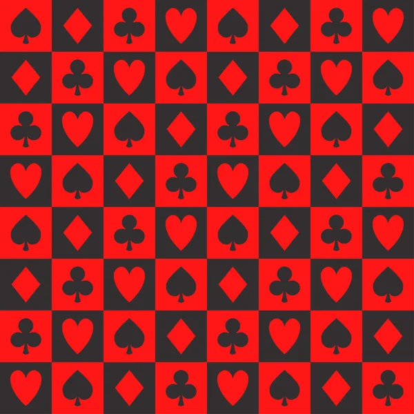 Poker Pattern Seamless Vector Casino Background Card Suits Clubs Hearts — Stock Vector