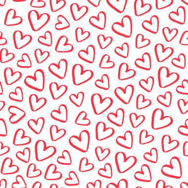 Aşk kalp tekrar desen tasarım vektör arkaplan, şeffaf bir arka plan üzerinde kırmızı çizgili kalp şekli