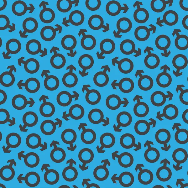 Mavi arka planda siyahlı erkek sembolünün kusursuz yinelenen deseni.