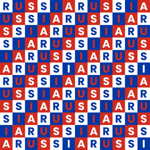 Rusya, Rus bayrağının renkleri gibi beyaz, mavi ve kırmızı ekose arkaplanlı kusursuz bir desen.