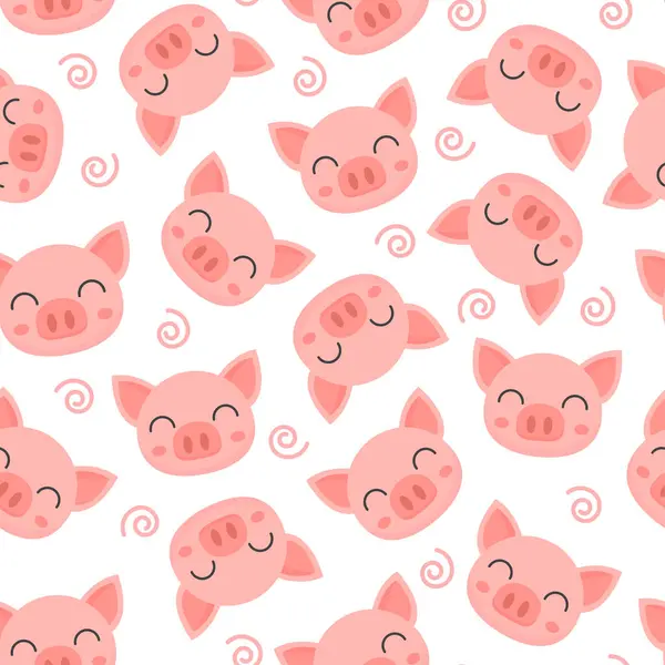 Çizgi film sevimli gülen domuz şeffaf arkaplan ile kusursuz desen