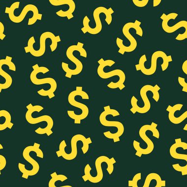 Dolar işareti koyu yeşil arka planda altın desenli.