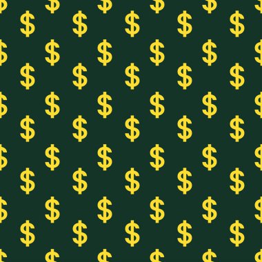 Dolar işareti koyu yeşil arka planda altın desenli.