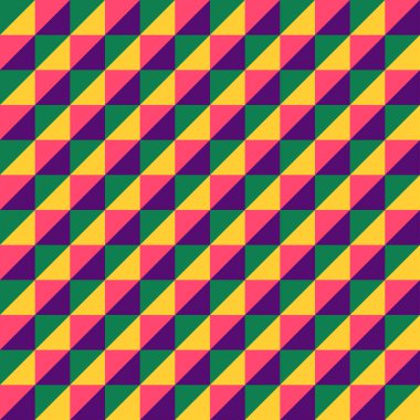 Basit geometrik kusursuz desen sarı, yeşil, mor ve pembe
