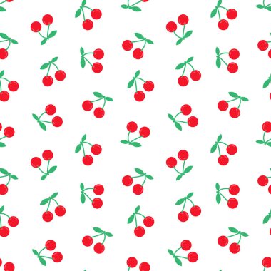 Şeffaf arkaplanda, pürüzsüz kırmızı kiraz deseni