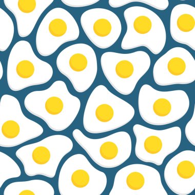 Düz dizayn tarzında yumurtaların pürüzsüz deseni koyu mavi arka planda