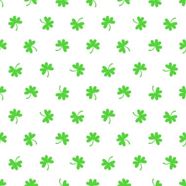 Aziz Patricks Günü, pürüzsüz yonca deseni, şeffaf arka planda yeşil yonca yaprakları.