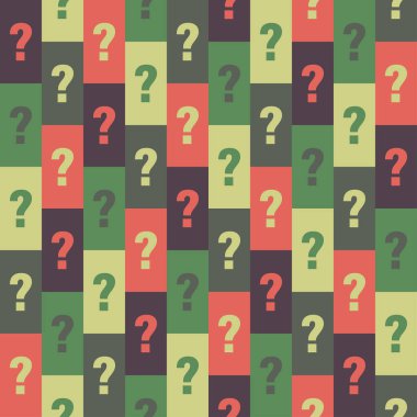 Renkli karelerde rastgele soru işareti deseni, gizemli kutu