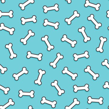 Kusursuz taslak biçimli beyaz kemikler mavi arka plana saçılmış.